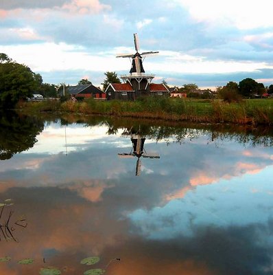 Mill in Reflection by evening light