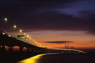 The lights of the Severn Bridge