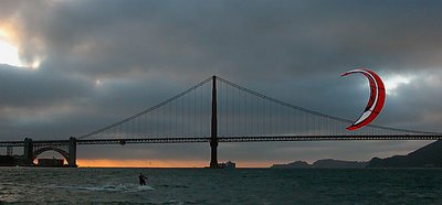Windsurfer at Golden Gate Bridge