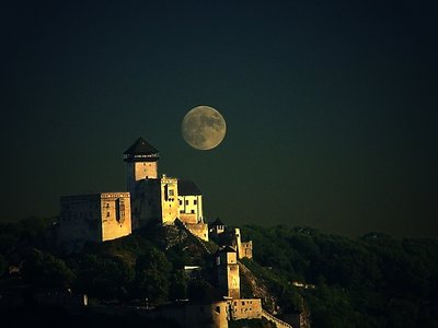 Full moon & sunset .... Castle "Trencin" Slovakia2003