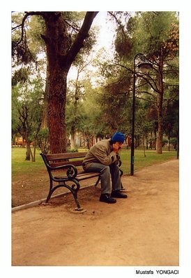 a man who think in the park