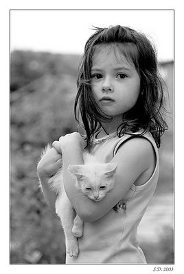 about girl and cat. "love"