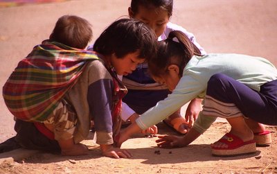 playing children in laos