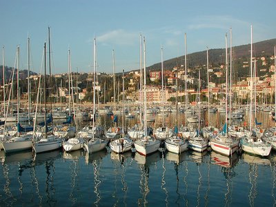 Reflections of sailboats